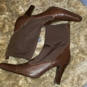 Nina Brown Square Pointed Boots